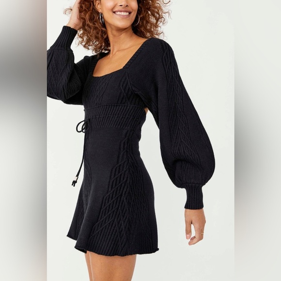 NWT Free People Emmaline Mini Sweater Dress Black Size XS - Picture 10 of 10